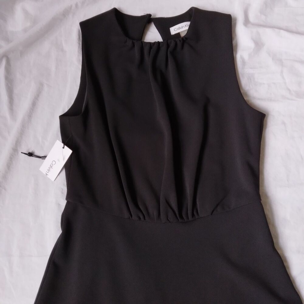 Calvin Klein Sleeveless Midi Dress Black Fit And Flare Womens Size 2 - Picture 4 of 10